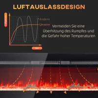 HOMCOM Elektrischer Kamin mit Wandhalterung und Fernbedienung, künstliche Holzscheite und Kristalle, 1800W Leistung, Schwarz(m-7)