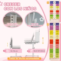 AIYAPLAY Juego de Escritorio y Silla para Niños de +3 Años Altura Ajustable con Tablero Inclinable 80x55x107,5 cm Gris(m-5)