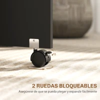 HOMCOM Mesa de Cocina Plegable con 2 Ruedas 2 Estantes de Almacenaje y 2 Alas Abatibles Estilo Moderno 75x140x74 cm Negro(m-7)