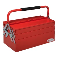 DURHAND Professional Metal Tool Box Portable Storage Cabinet Workshop Cantilever Toolbox with 3 Tier 5 Tray Carry Handle, 45cmx22.5cmx34.5cm, Red(m-1)