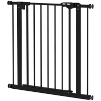 PawHut 74-80cm Extendable Dog Gate, Metal, Wide Adjustable Black(m-11)