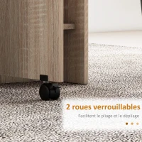 HOMCOM Table à manger pliante mobile sur roulettes 2 plateaux rabattables et 2 étagères intégrées 140 x 80 x 74 cm naturel(m-6)