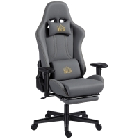 HOMCOM Silla gaming ergonómica, silla gamer con reposabrazos 3D, respaldo inclinable, altura ajustable, 72x76x132cm, gris