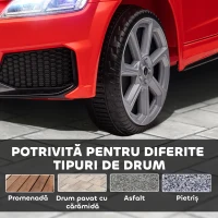 HOMCOM Mașină Electrică AUDI TT pentru Copii, Mașină Electrică cu Telecomandă, USB, Uși cu Deschidere și Faruri LED, 102x60x44 cm, Roșu(m-7)