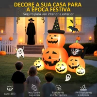 Outsunny Abóbora Insuflável de Halloween com Gato de 180 cm com Luzes LED IP44 e Insufládor para Festas 160x100x180 cm Laranja(m-4)