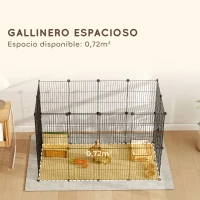 PawHut Jaula para Animales Pequeños Valla Metálica Modular para Mascotas con Puerta y Paneles de Acero 120x60x80 cm Negro(m-6)