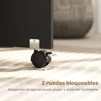 HOMCOM Mesa de Cocina Plegable con Ruedas 2 Estantes de Almacenaje y 2 Alas Abatibles Estilo Moderno 75x140x74 cm Natural(m-6)