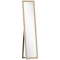 HOMCOM Espejo de Cuerpo Entero 157x37 cm con Marco Bicolor Espejo de Pie Inclinado o Colgante Blanco y Natural