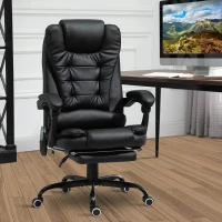 Vinsetto Cadeira de Massagem com 7 Pontos de Massagem Reclinável com Apoio para os Pés e Controlo Remoto 67x79x111-121 cm Preto(m-9)