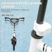 AIYAPLAY Kinderroller mit verstellbarem Lenker, große Räder, Parkständer, Handbremse, für Kinder im Alter von 5-12 Jahren, Weiß(m-4)