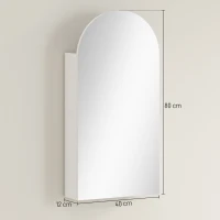 HOMCOM Arched Bathroom Mirror Cabinet with Adjustable Glass Shelves - White(m-3)