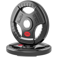 SPORTNOW Discos Pesas Olímpicos Agujero Ø50 mm 2x10 kg con Anillo Interior de Acero Triple Agarre para Mancuernas y Barras Negro(m-11)
