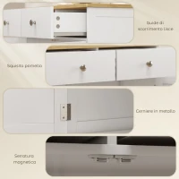 HOMCOM Credenza Bassa con Armadietto 2 Ante, Ripiani Regolabili e 2 Cassetti, Bianco e Legno(m-7)