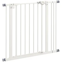 PawHut 74-87cm Extendable Dog Gate, Wide Adjustable, Auto-closing, Metal  White(m-11)