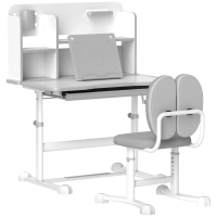 AIYAPLAY Juego de Escritorio y Silla para Niños de +3 Años Altura Ajustable con Tablero Inclinable 80x55x107,5 cm Gris