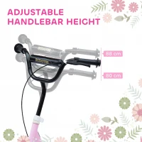 HOMCOM Kids Scooter Kick Scooter, with 12" EVA Tyres, Rear Brake, Big Wheels Scooter for 5-12 Years , Pink(m-4)