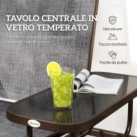 Outsunny Panchina a Dondolo da Giardino a 2 Posti in Metallo e Tessuto a Rete Traspirante, 147x78x101.5cm, Marrone e grigio(m-6)