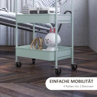 HOMCOM Multifunctionele Keukenkar, 3 Planken, 4 Wielen, 45 cm x 30,6 cm x 79 cm, Lichtblauw(m-5)
