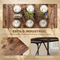 HOMCOM Mesa de Refeição Retangular para 6-8 Pessoas Mesa de Cozinha Industrial com Pés de Metal 180x80x75,5 cm Castanho Rústico(m-5)