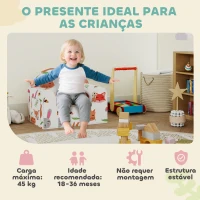 AIYAPLAY Sofá para Crianças com Estampa de Raposas com Capa Removível e Lavável Bolso Lateral Apoio de Braços 54x40x43 cm Branco(m-6)