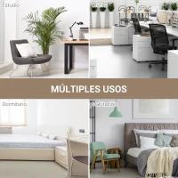 HOMCOM Mesa de Escritorio con Marco de Acero Patas Ajustables Mesa de Estudio para Oficina Hogar 120x60x76 cm Blanco y Natural(m-6)