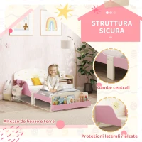 AIYAPLAY Letto per Bambini 3-8 Anni Basso in Legno con Spazio Contenitore e Sponde Laterali, 150x77x60 cm, Rosa(m-4)