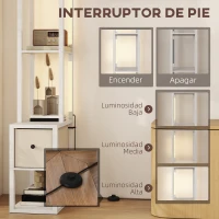 HOMCOM Lámpara de Pie Moderna con Estantes Abiertos Cajón de Tela e Interruptor de Pie para Dormitorio Sala de Estar Blanco(m-6)