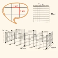 PawHut Cage parc enclos pour animaux domestiques L 106 x l 73 x H 36 cm bords arrondis fil métallique noir(m-3)