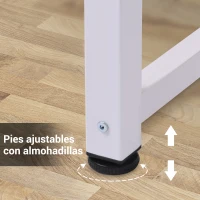 HOMCOM Mesa de Escritorio con Marco de Acero Patas Ajustables Mesa de Estudio para Oficina Hogar 120x60x76 cm Blanco y Natural(m-4)