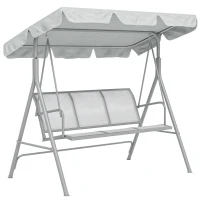 Outsunny Balancín Jardín Exterior de 3 Plazas con Toldo Ajustable Respaldo Transpirable y Marco de Metal 171x108x154 cm Gris(m-1)