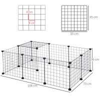 PawHut DIY Pet Playpen, 12 Panels Metal Wire Fence for Indoor Outdoor, Guinea Pig Rabbit Small Animals Cage - Black(m-3)