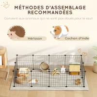 PawHut Cage parc enclos pour animaux domestiques L 106 x l 73 x H 36 cm bords arrondis fil métallique noir(m-6)