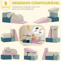 AIYAPLAY Jogo de 5 Blocos de Espuma para Crianças com Capas Removíveis Blocos de Psicomotricidade Brinquedo para Aprendizagem Multicolor(m-4)