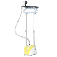 HOMCOM Stiratrice Verticale da 1950W, con Temperatura Regolabile su 11 Livelli e Asta Telescopica, Giallo(m-6)