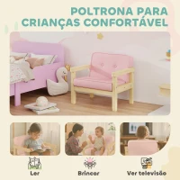 AIYAPLAY Poltrona Infantil Sofá para Crianças acima de 3 Anos com Tecido Suave de Veludo Cotelê Estrutura de Madeira 46,5x44x45 cm Rosa(m-4)