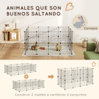 PawHut Parque Metálico para Animales Pequeños de 12 Paneles Desmontable Diseño DIY para Erizo Hámster 106x73x36 cm Negro(m-7)