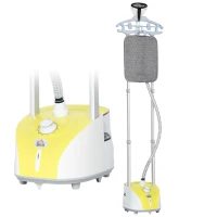 HOMCOM Défroisseur Vertical à Vapeur 1950W 2 L avec Température Ajustable en 11 Niveaux et Barre Télescopique Jaune(m-6)
