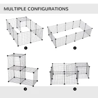 PawHut DIY Pet Playpen, 12 Panels Metal Wire Fence for Indoor Outdoor, Guinea Pig Rabbit Small Animals Cage - Black(m-5)