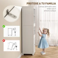 HOMCOM Aparador de Comedor Armario de Cocina con 4 Puertas 2 Estantes Abiertos y Estante Ajustable para Salón 60x30x162 cm Blanco(m-7)