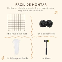 PawHut Parque Metálico para Animales Pequeños de 12 Paneles Desmontable Diseño DIY para Erizo Hámster 106x73x36 cm Negro(m-5)