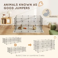 PawHut DIY Pet Playpen Metal Wire Fence 12 Panel Enclosure Indoor Outdoor Guinea Pig Bunny Small Animals Cage Black(m-7)
