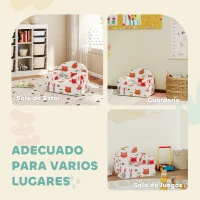 AIYAPLAY Sillón Infantil con Estampado de Zorros Sofá para Niños de 18-36 Meses con Funda Extraíble y Bolsillo 54x40x43 cm Blanco(m-7)