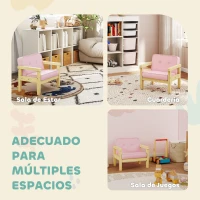 AIYAPLAY Sillón Infantil con Tejido Suave de Pana y Estructura de Madera Asiento y Respaldo Acolchado 46,5x44x45 cm Rosa(m-7)