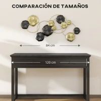 HOMCOM Decoración de Pared de Metal con Forma de Hoja de Loto Escultura de Pared para Decoración Hogar 84x35 cm Dorado y Negro(m-7)