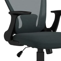 Vinsetto Ergonomic Office Chair, Mesh Desk Chair with Flip-up Armrest, Lumbar Back Support, Swivel Wheels, Grey(m-11)