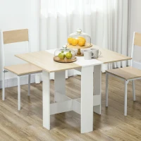HOMCOM Table de cuisine pliable 103L x 76l x 74H cm en bois bicolore chêne blanc(m-9)