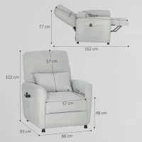 HOMCOM Fauteuil Inclinable avec Chauffage, 8 Points de Massage et 5 Modes, Tissu Chenille, Gris Clair(m-3)