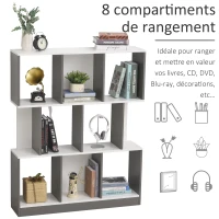 HOMCOM Bibliothèque étagère Meuble de Rangement 3 Niveaux Design Contemporain MDF E1 Bicolore Gris Blanc(m-6)