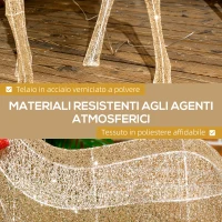 Outsunny Decorazione Natalizia da Interno ed Esterno a Forma di Renna con 137 Luci LED, Oro(m-6)