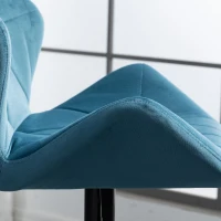 HOMCOM Bar Stools Set Of 2, Luxurious Velvet-Touch Barstools with Metal Frame Footrest Round Base Triangle Indenting Moulded Seat Adjustable Height Swivel Blue(m-11)